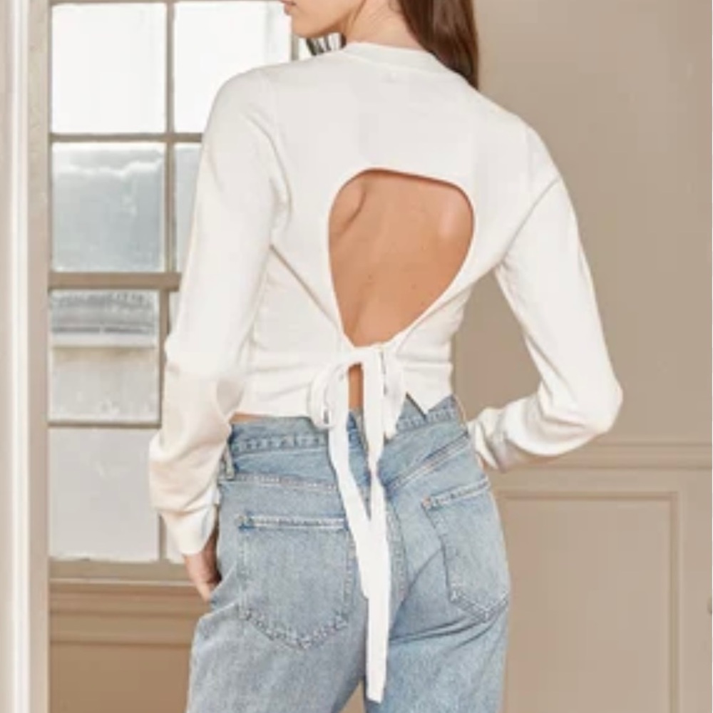 Cropped Tie Back Linen Shirt NWOT